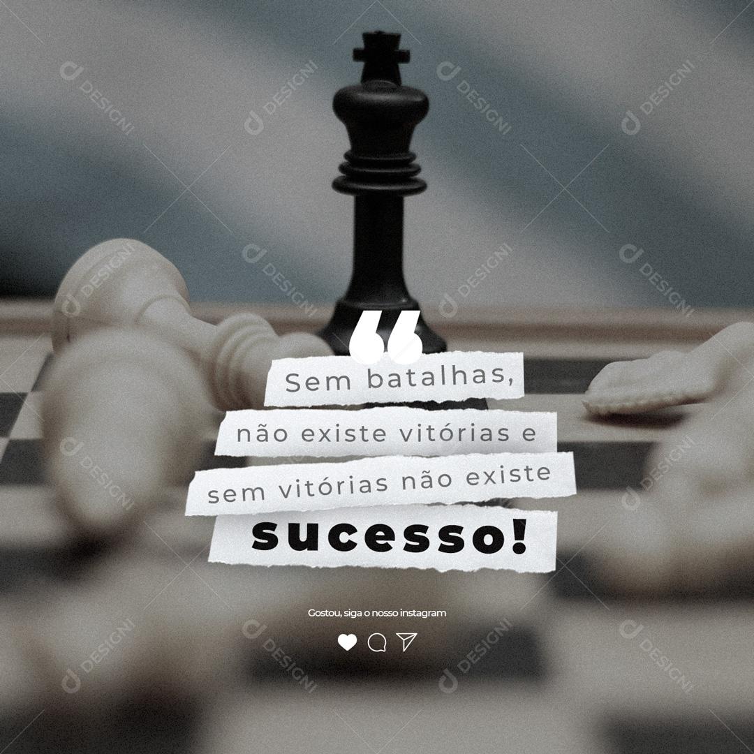 Social Media Sem batalhas não existe vitórias Frase Motivacional PSD Editável