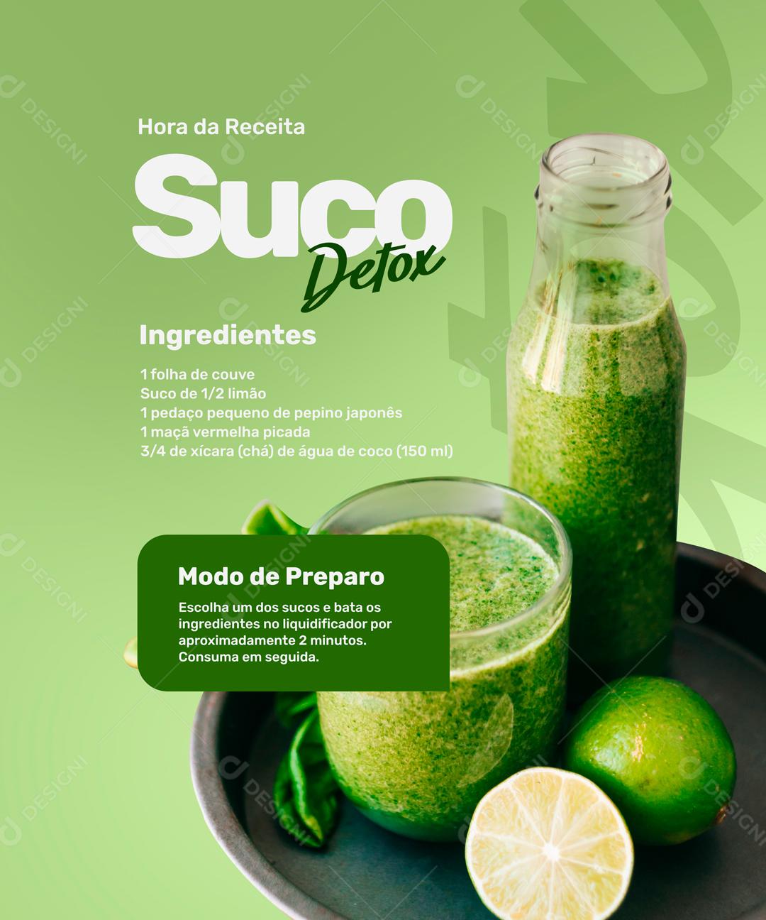 Hora Da Receita Suco Detox Social Media PSD Editável