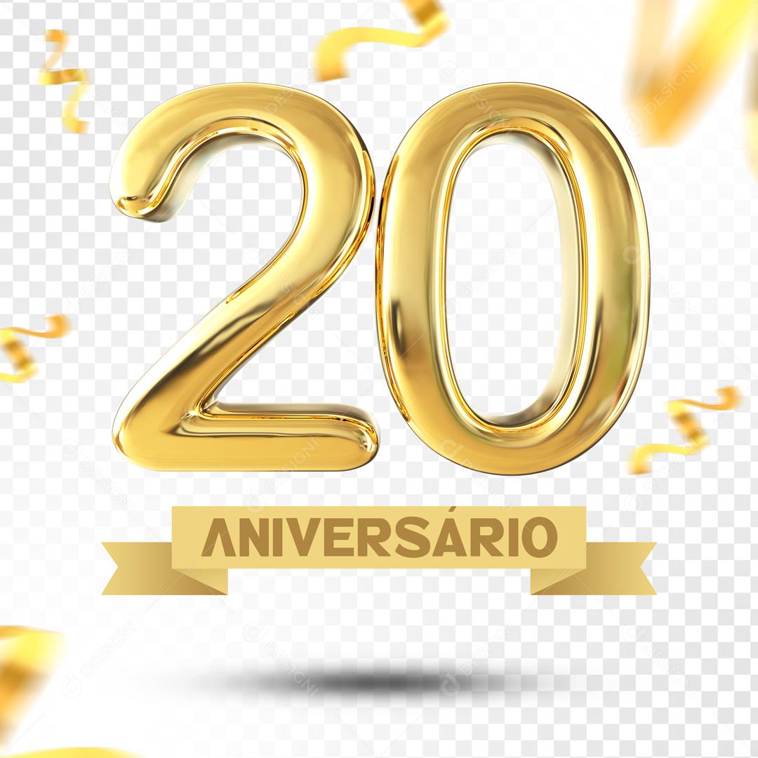 Elemento 3D 20 Aniversário Para Composição PSD