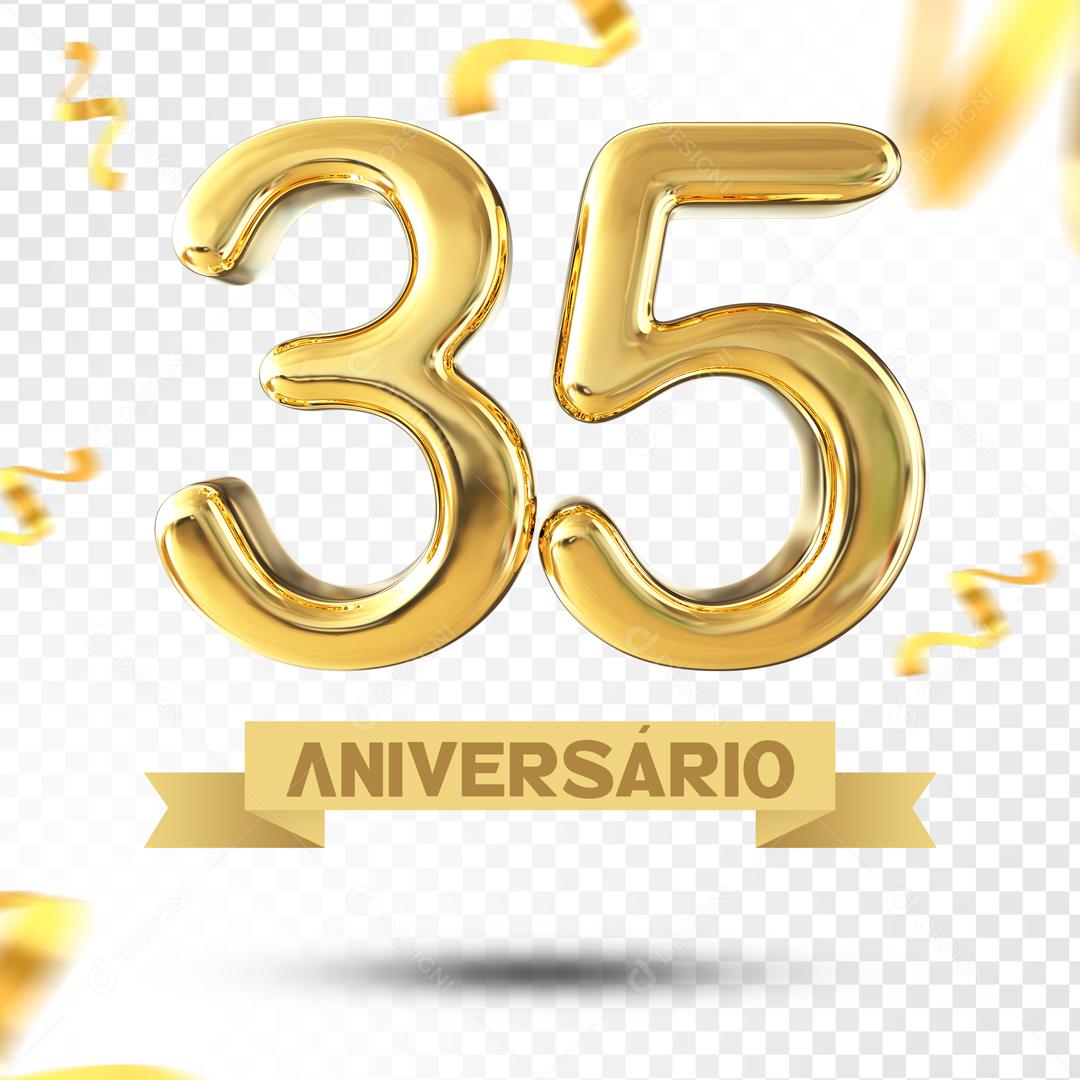 Elemento 3D 35 Aniversário Para Composição PSD