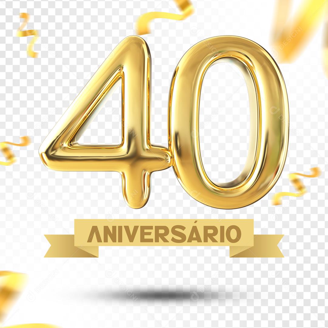 Elemento 3D 40 Aniversário Para Composição PSD