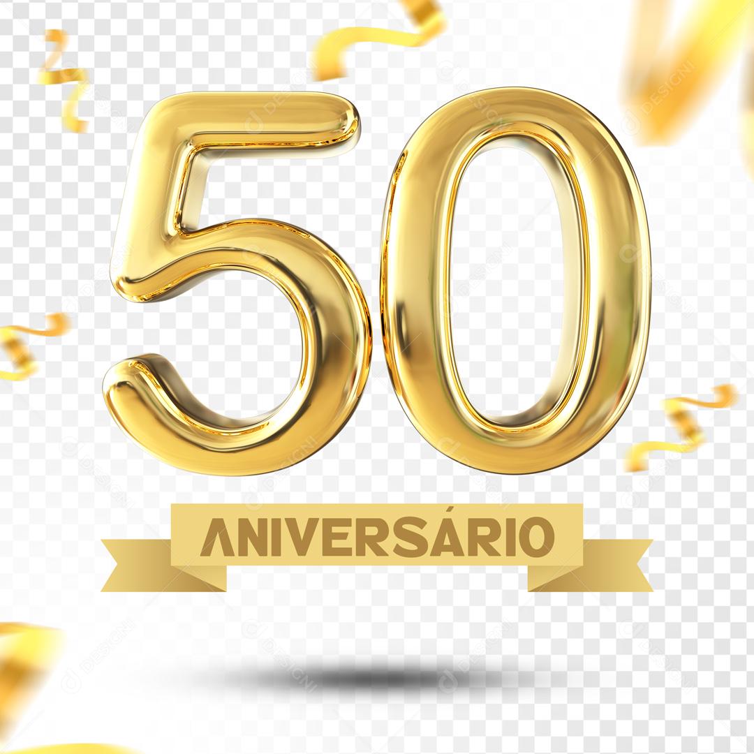 Elemento 3D 50 Aniversário Para Composição PSD