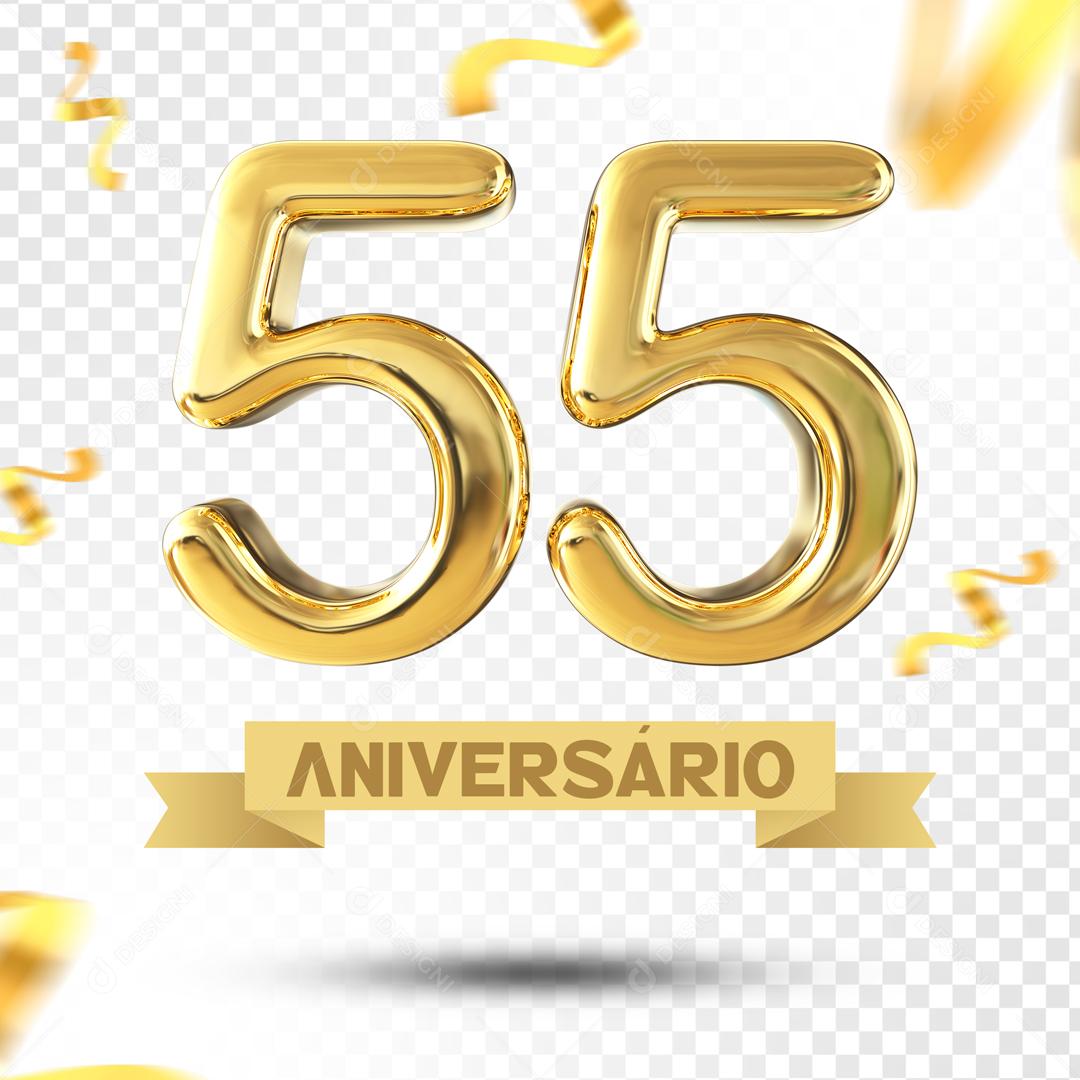 Elemento 3D 55 Aniversário Para Composição PSD