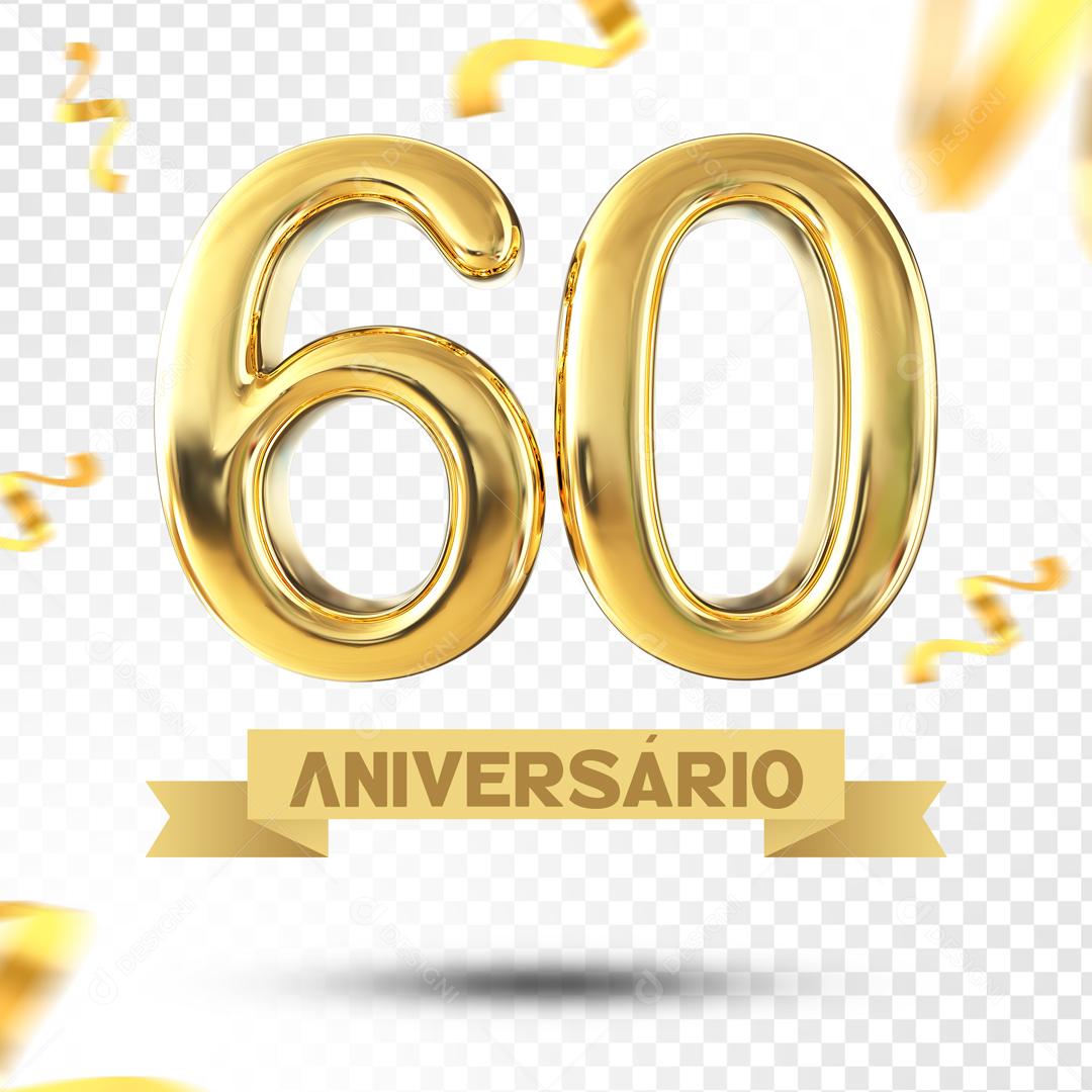 Elemento 3D 60 Aniversário Para Composição PSD