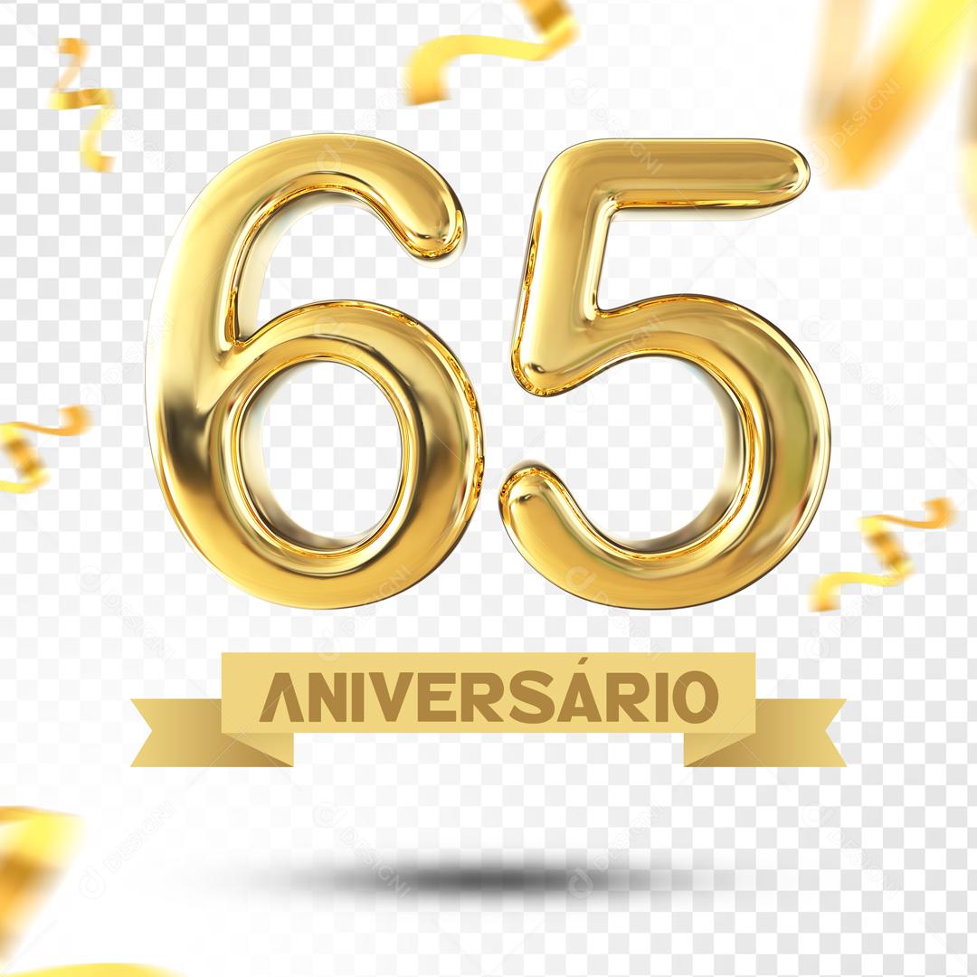 Elemento 3D 65 Aniversário Para Composição PSD