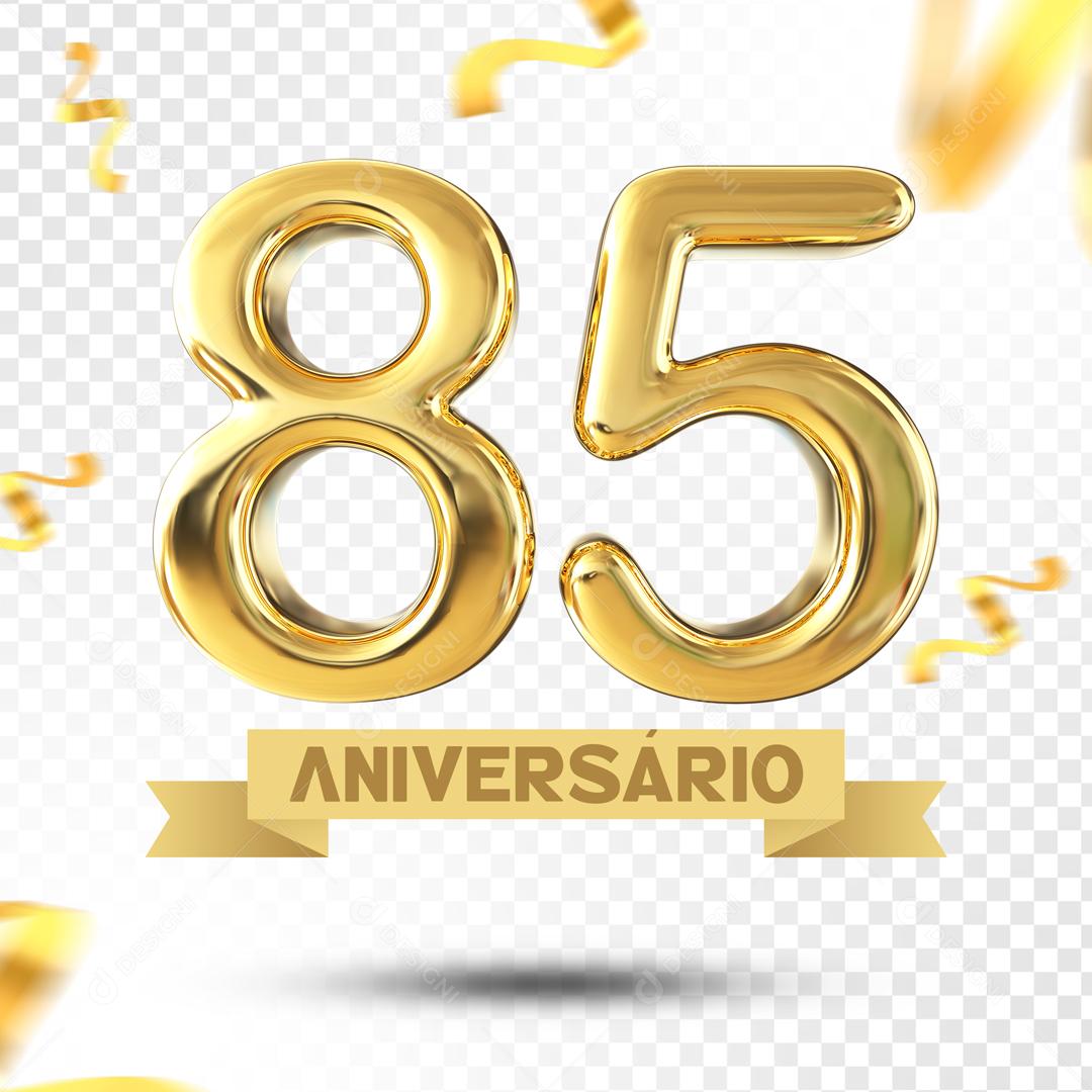 Elemento 3D 85 Aniversário Para Composição PSD