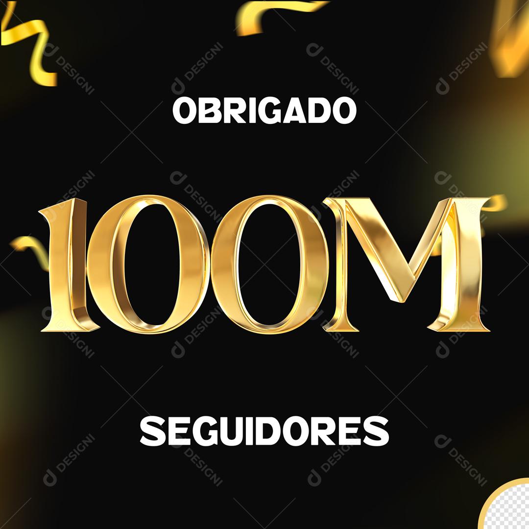 Seguidores do Instagram Comemoração 100M Dourado Elemento 3D Para Composição