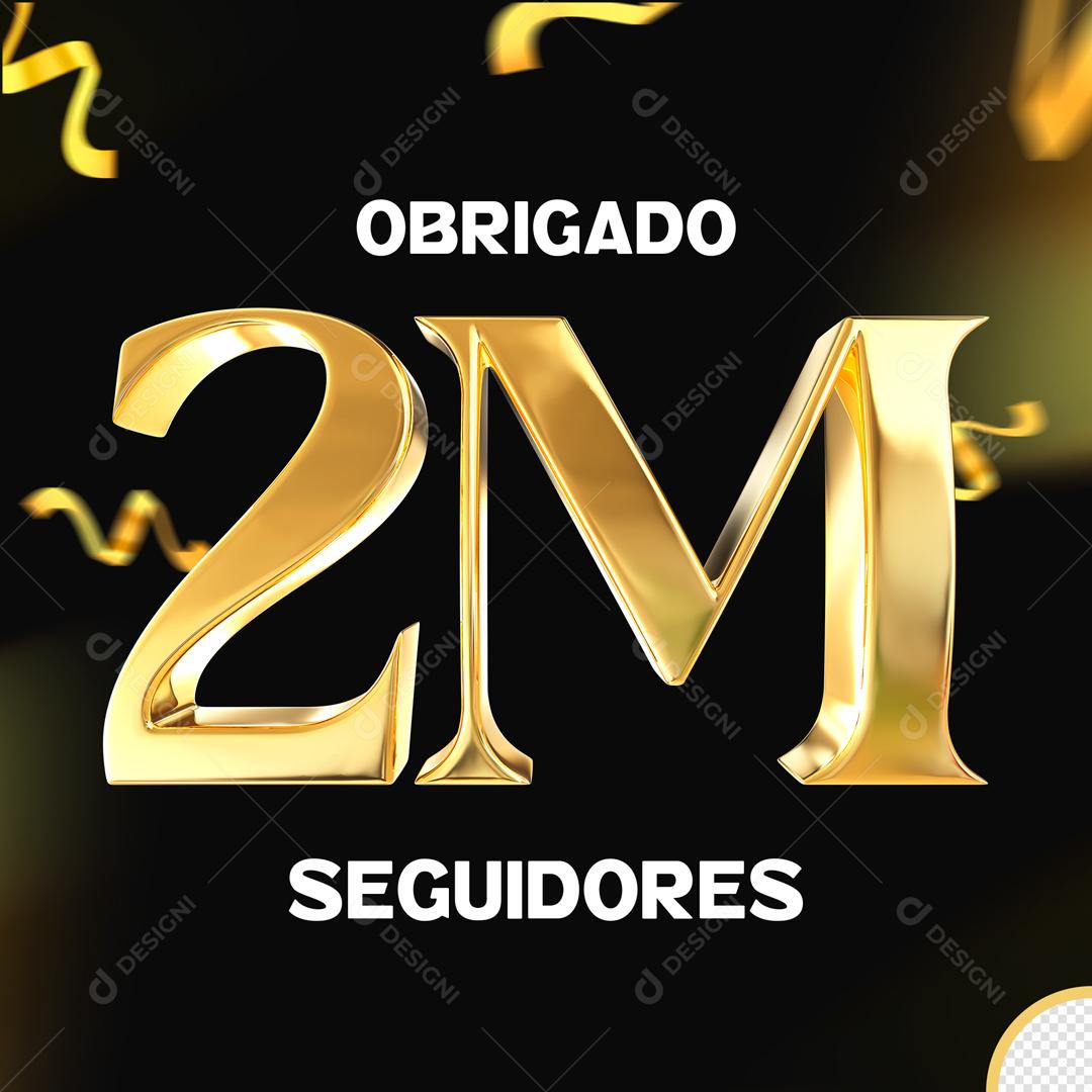 Seguidores do Instagram Comemoração 2M Dourado Elemento 3D Para Composição