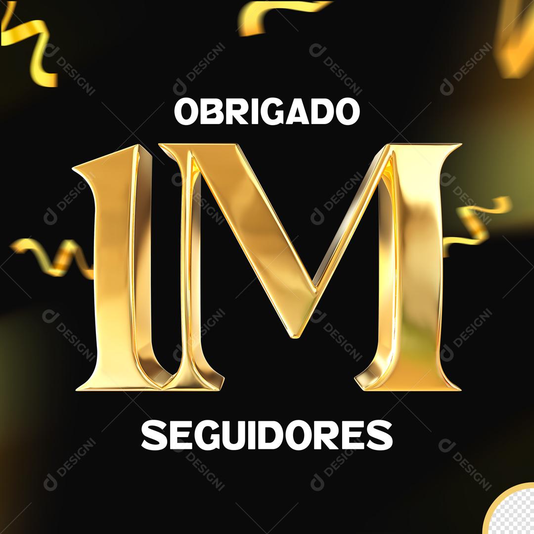 Seguidores do Instagram Comemoração 1M Dourado Elemento 3D Para Composição