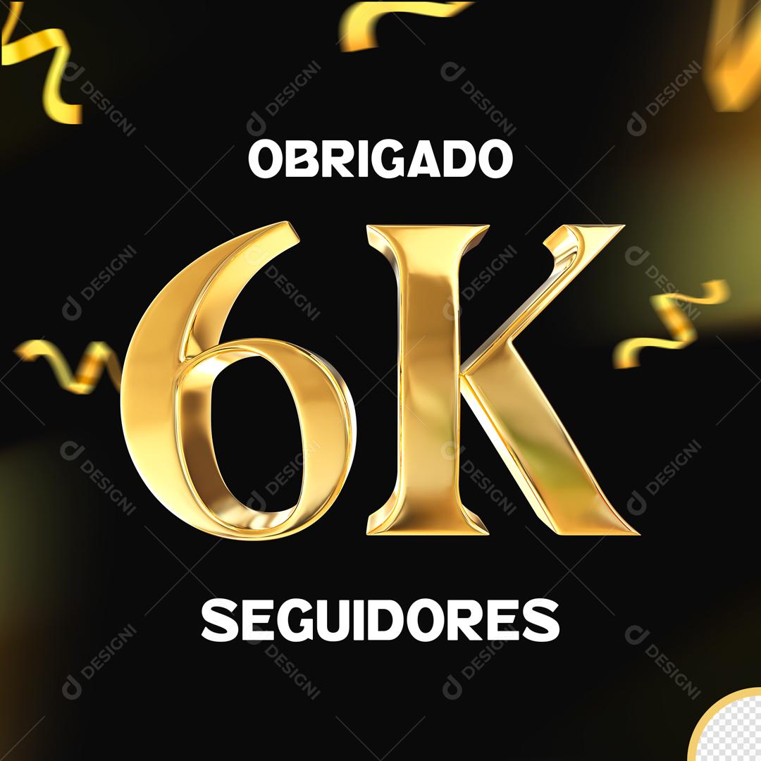 Seguidores do Instagram Comemoração 6K Dourado Elemento 3D Para Composição