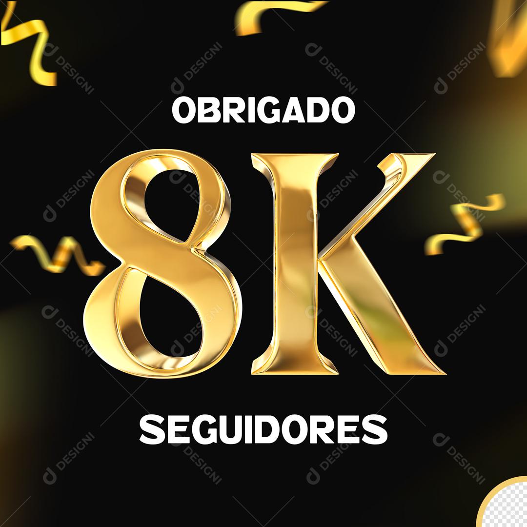 Seguidores do Instagram Comemoração 8K Dourado Elemento 3D Para Composição