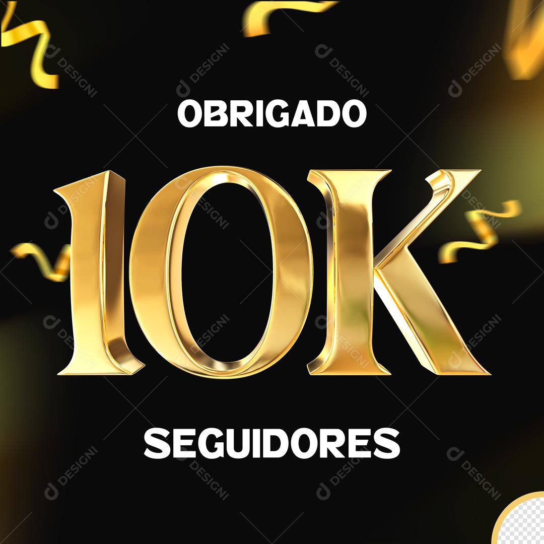 Seguidores do Instagram Comemoração 10K Dourado Elemento 3D Para Composição