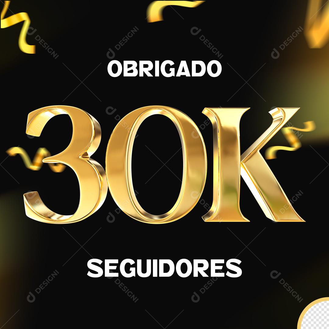 Seguidores do Instagram Comemoração 30K Dourado Elemento 3D Para Composição