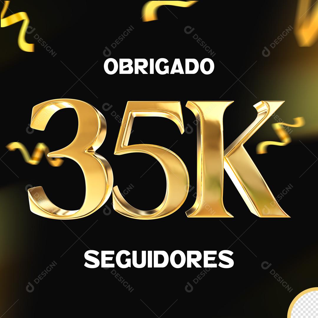 Seguidores do Instagram Comemoração 35K Dourado Elemento 3D Para Composição