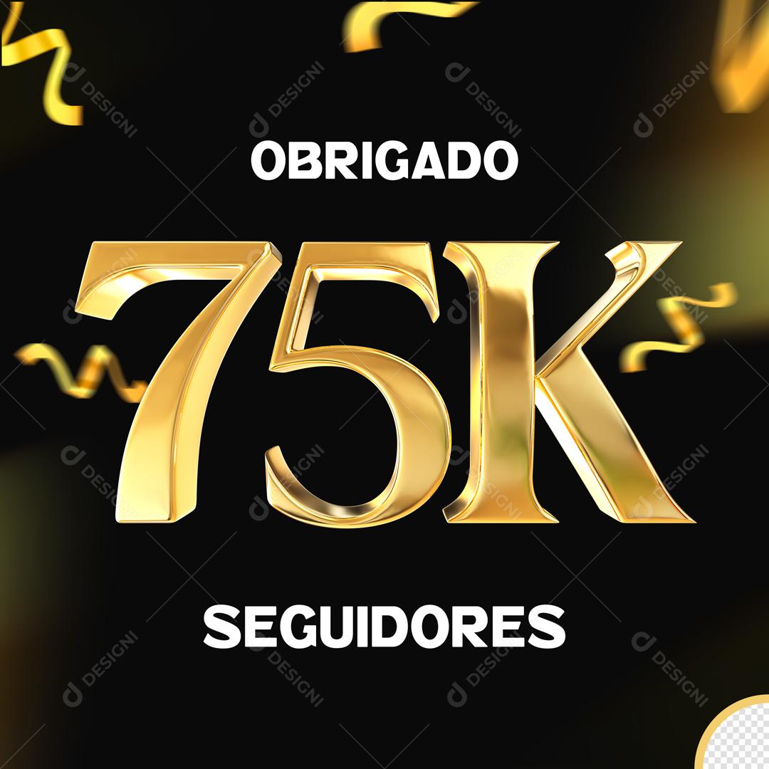 Seguidores do Instagram Comemoração 75K Dourado Elemento 3D Para Composição