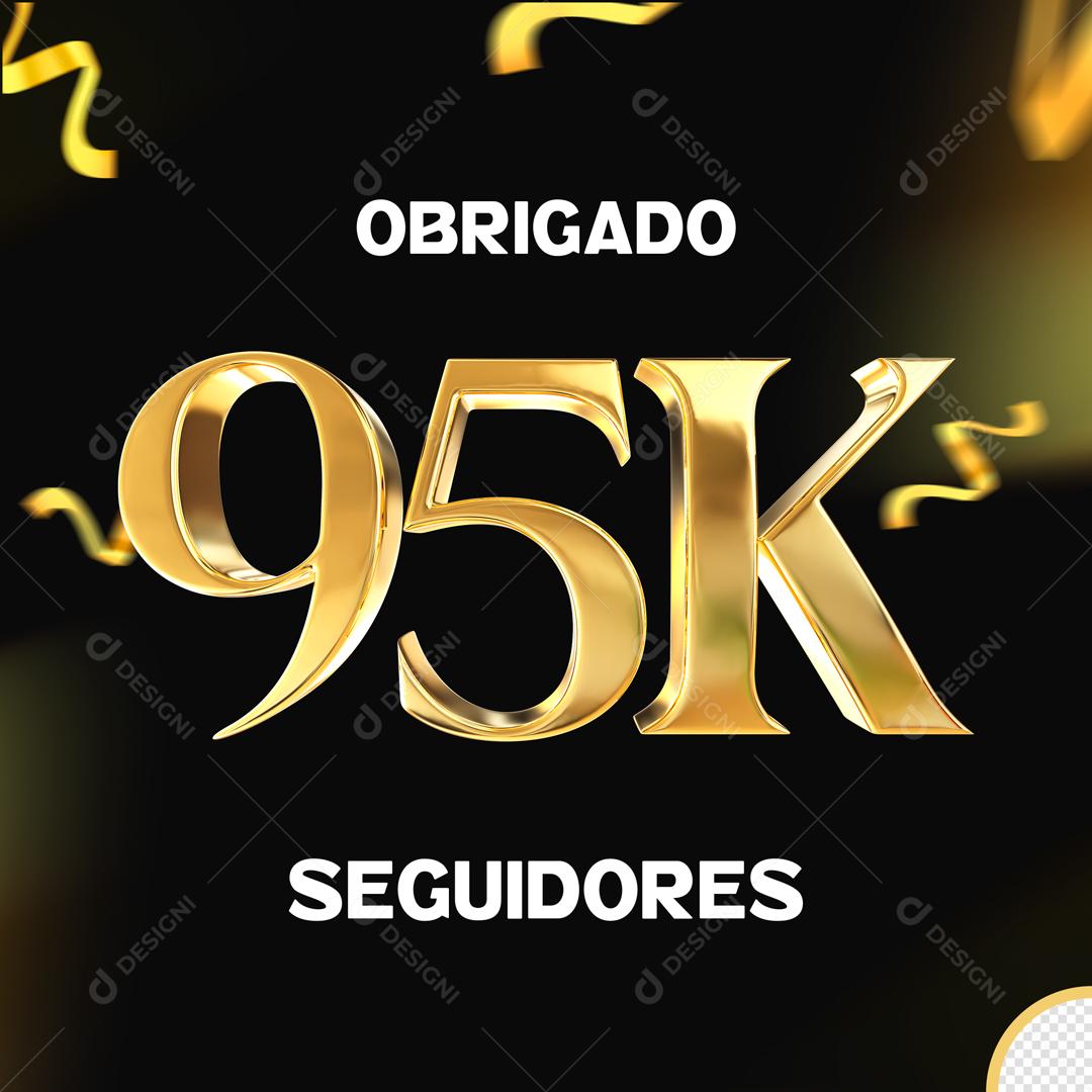 Seguidores do Instagram Comemoração 95K Dourado Elemento 3D Para Composição