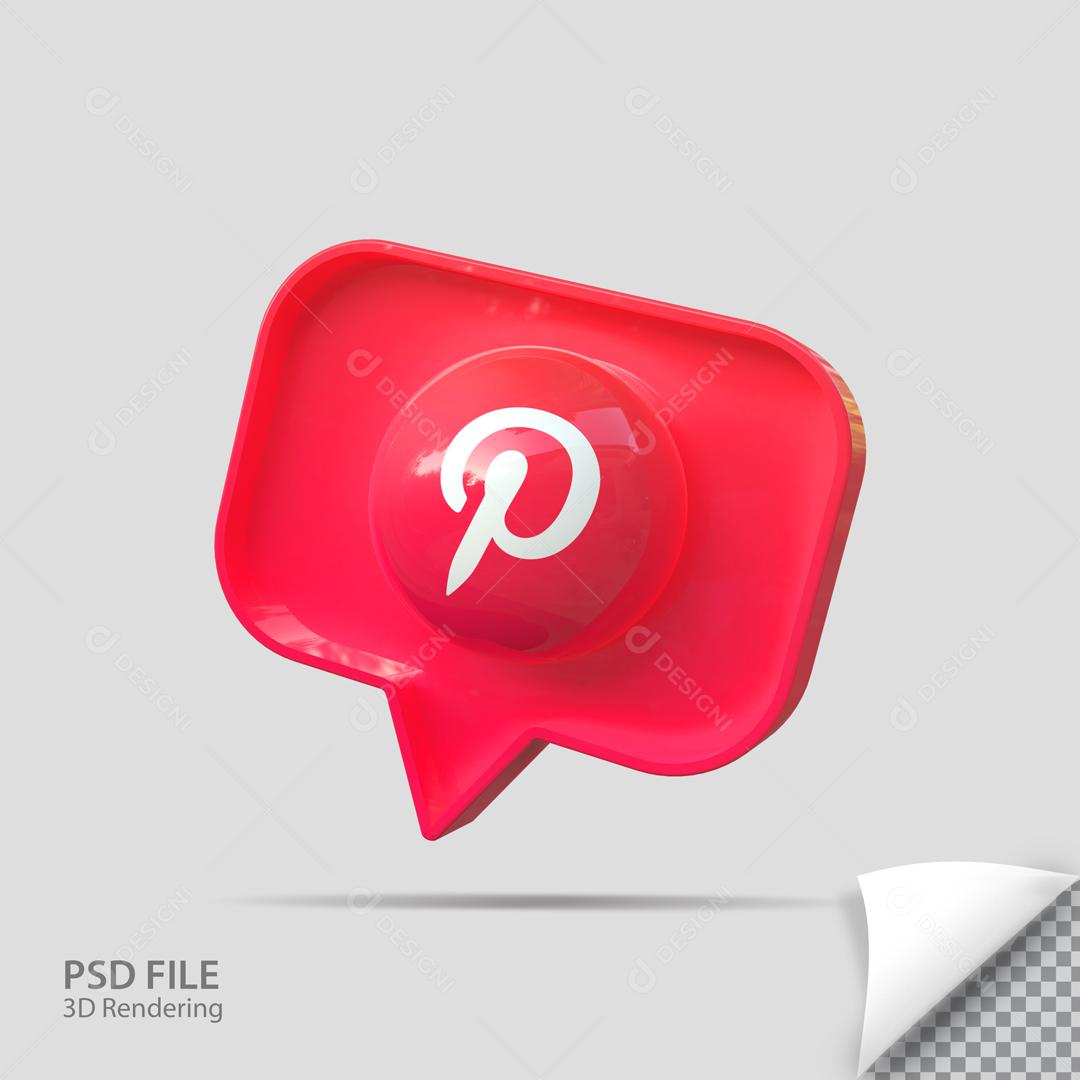 Pinterest 3D Ícone de Mensagem Elemento Para Composição PSD