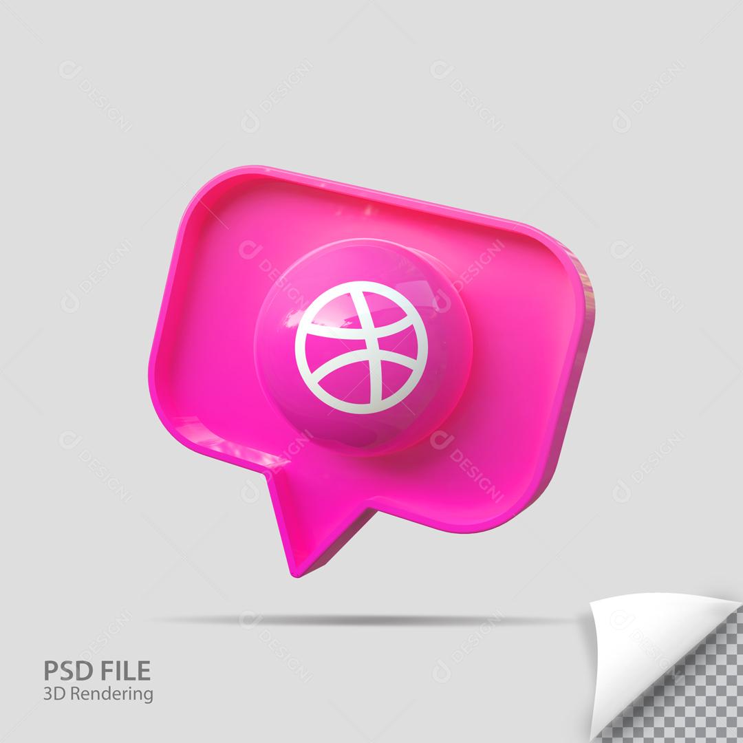 Dribbble 3D Ícone de Mensagem Elemento Para Composição PSD