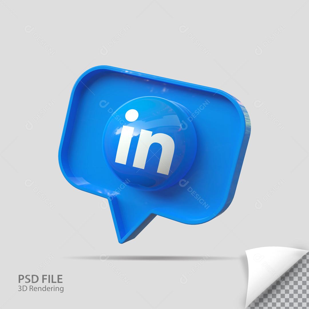 Linkedin 3D Ícone de Mensagem Elemento Para Composição PSD