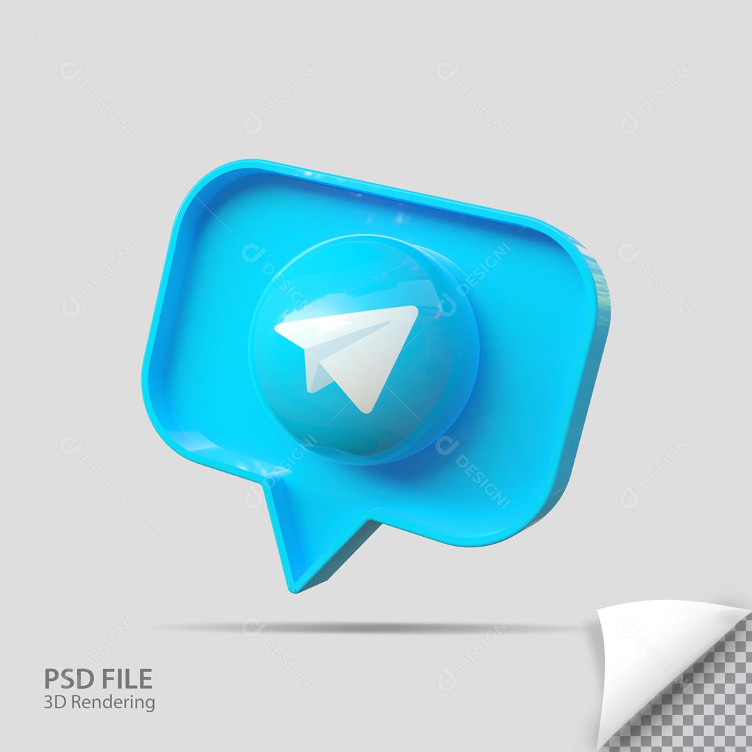 Telegram 3D Ícone de Mensagem Elemento Para Composição PSD