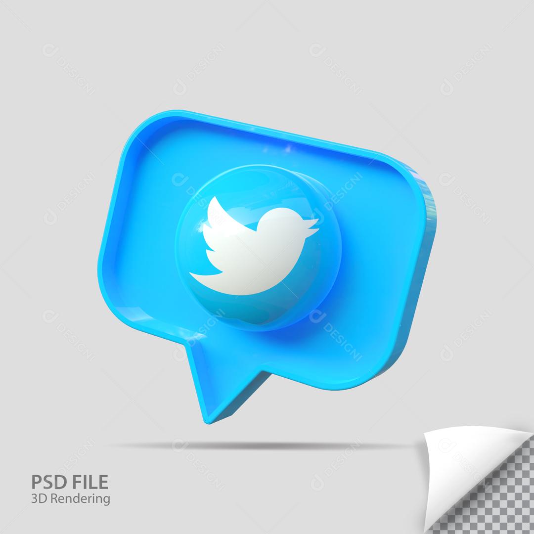 Twitter 3D Ícone de Mensagem Elemento Para Composição PSD