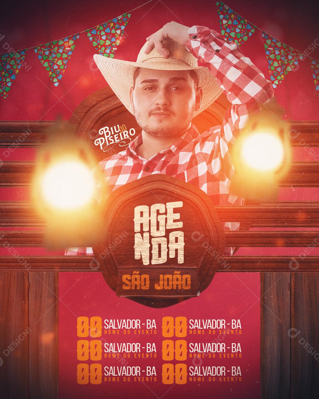 Agenda Semanal São João Festa Junina Social Media PSD Editável