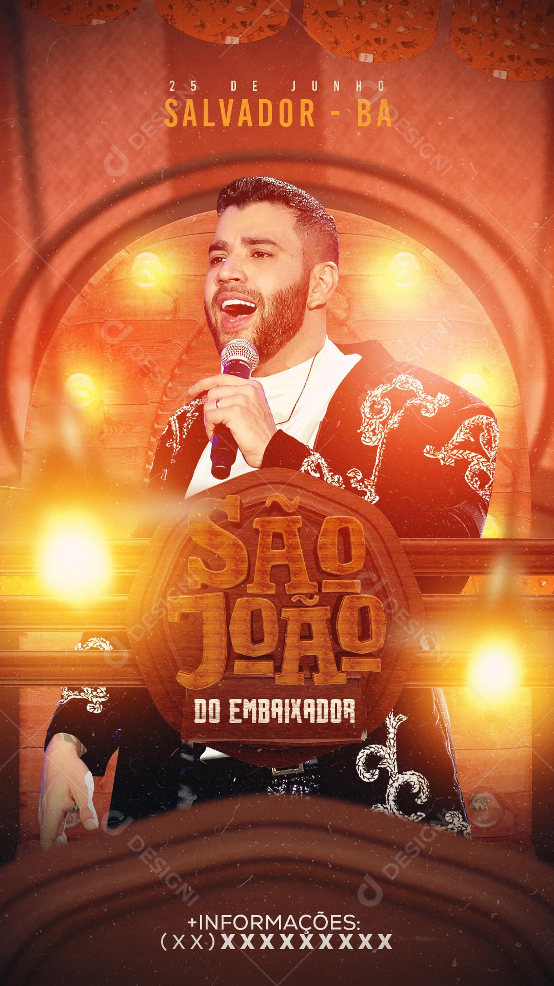 Flyer São João De Embaixador Salvador Bahia Social Media PSD Editável