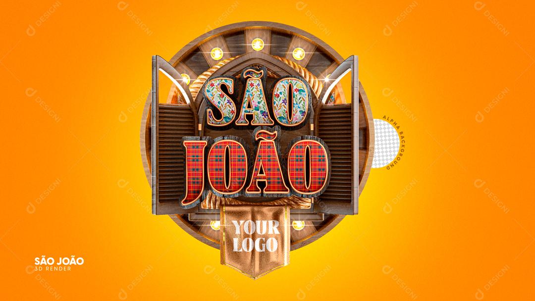 Selo 3D Para Composição São João Arraiá PSD Editável