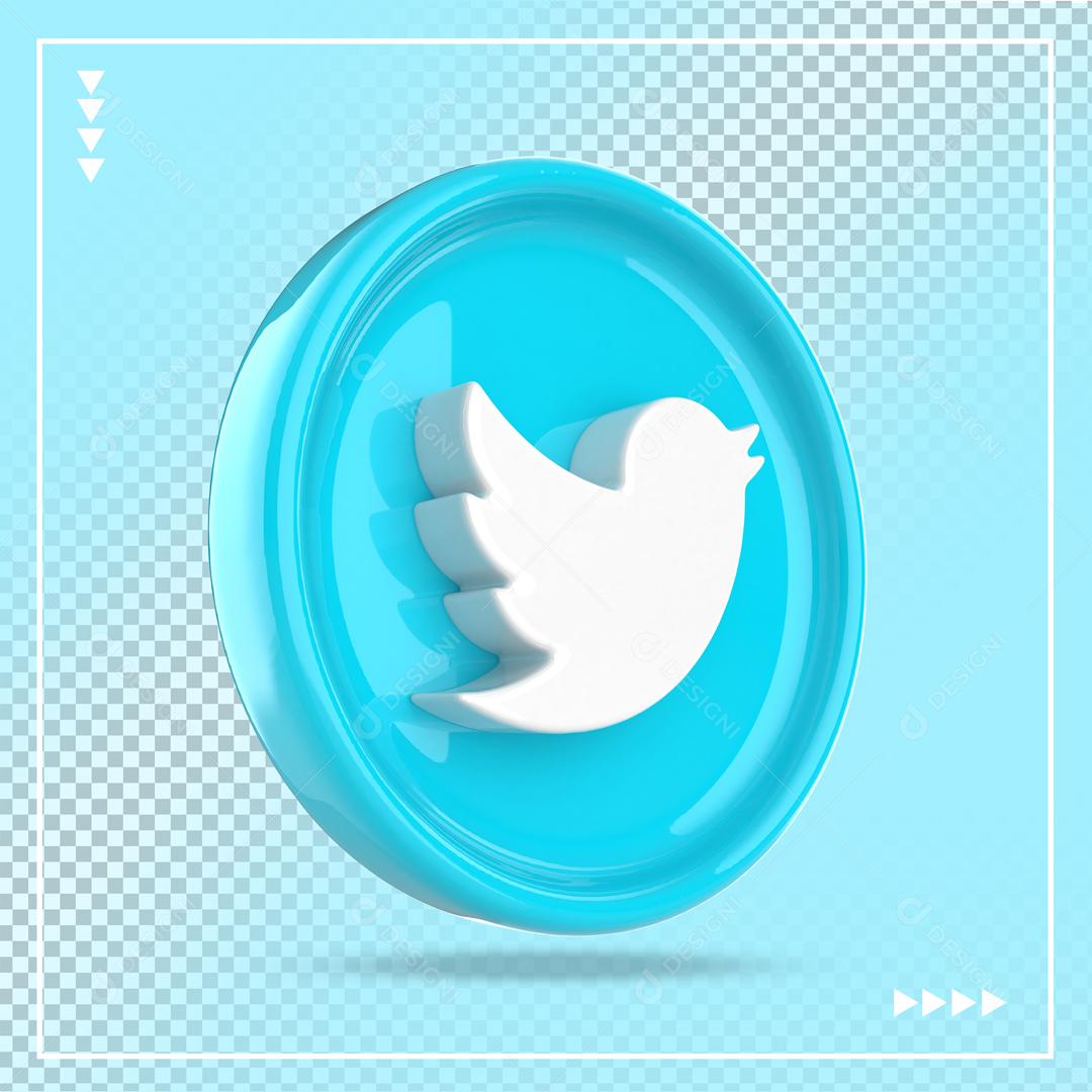 Twitter Elemento 3D Para Composição PSD