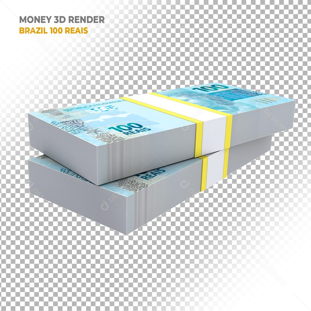 Maço de Notas de 100 Reais Elemento 3D Para Composição PSD