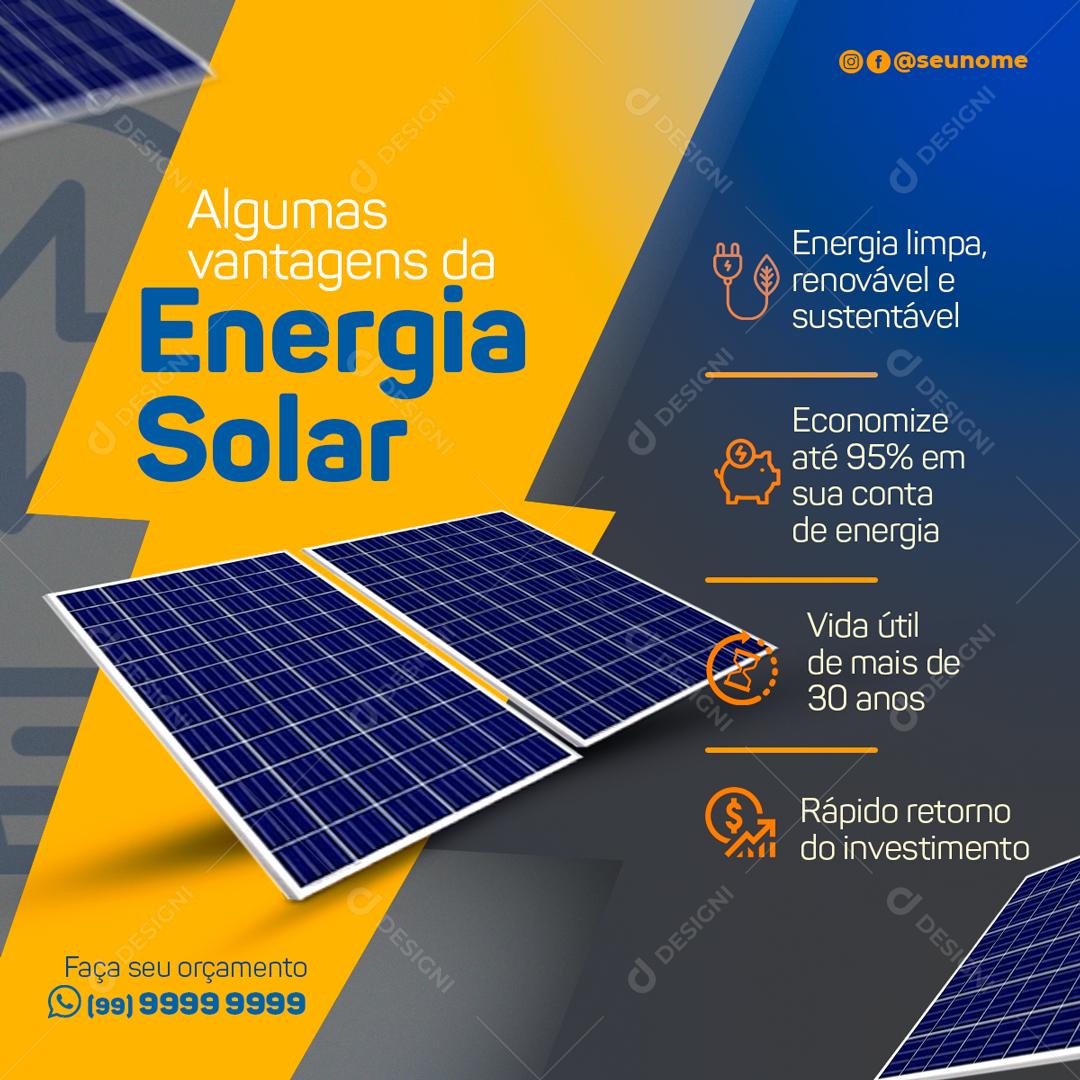 Algumas Vantagens Da Energia Solar Social Media PSD Editável