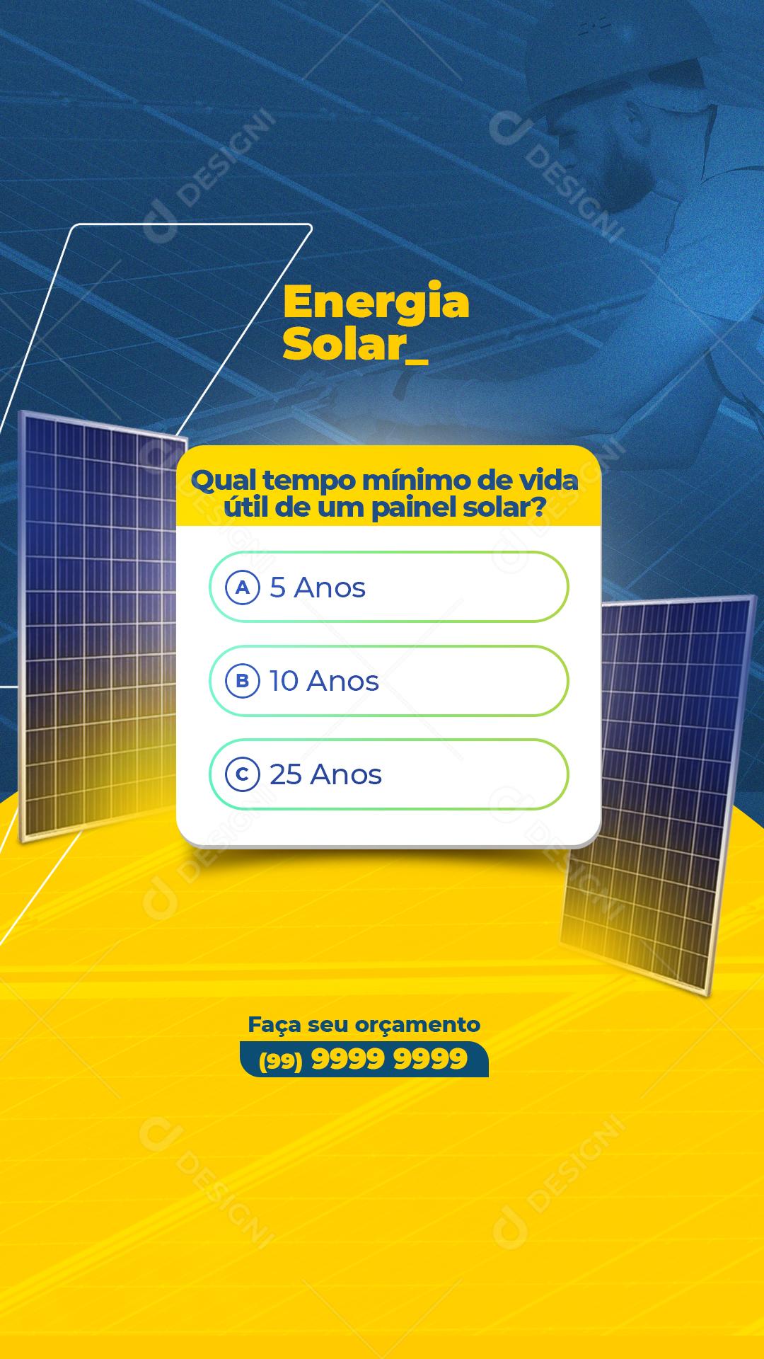 Energia Solar Enquete Qual Tempo Mínimo De Vida Útil Da Placa Solar Social Media PSD Editável
