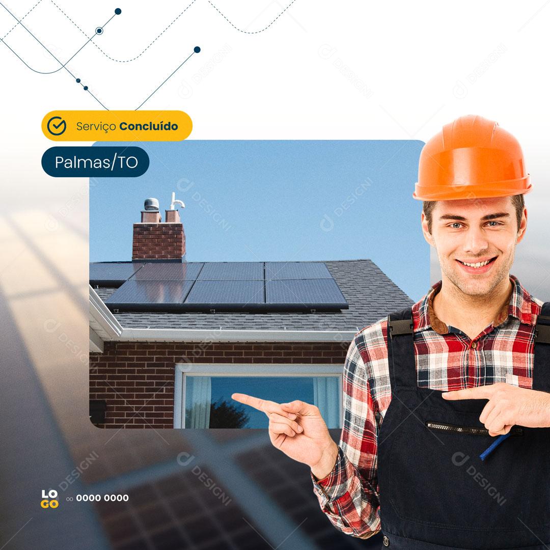 Social Media Energia Solar Serviço Concluído PSD Editável