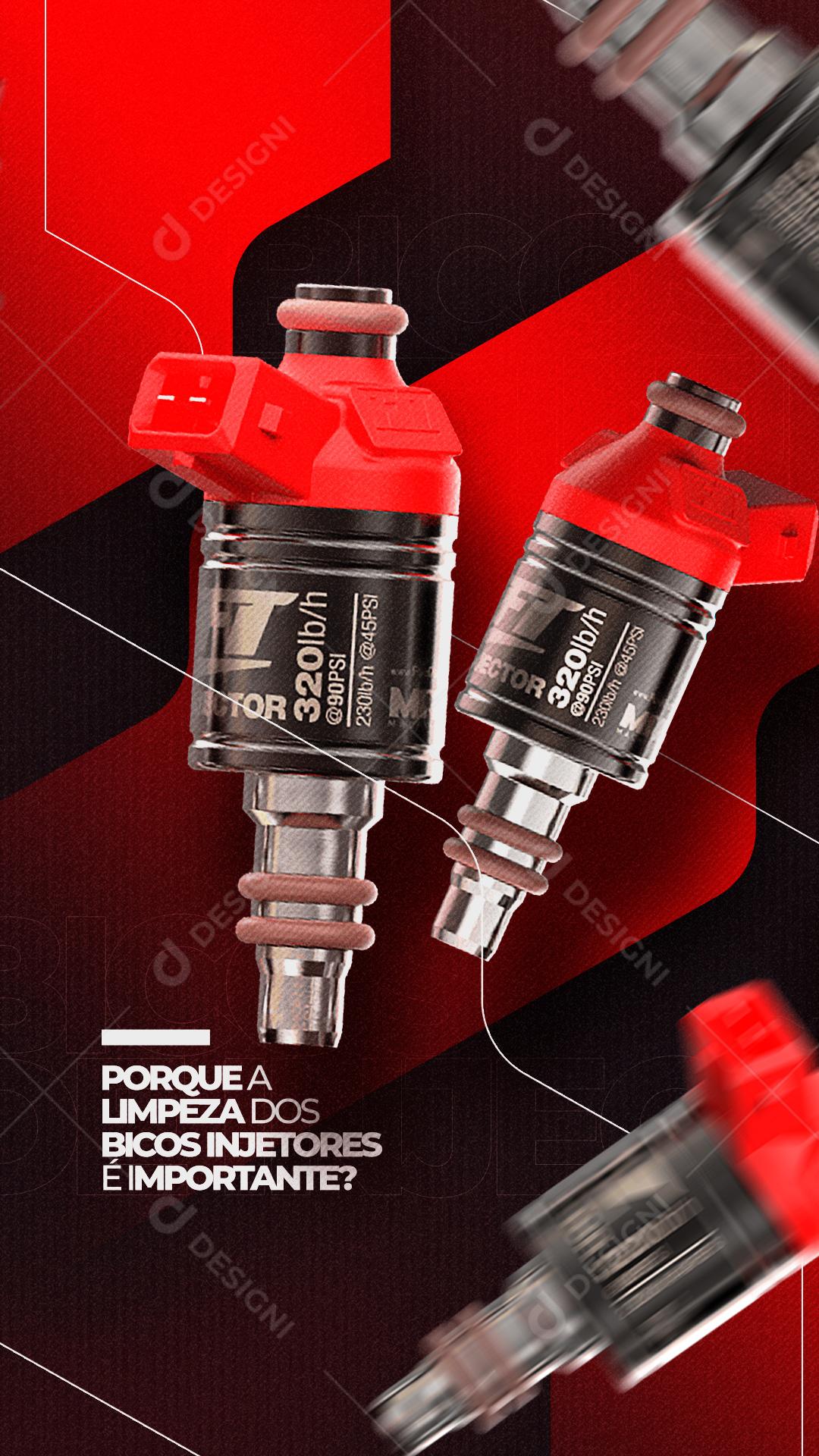 Social Media Story Oficina Mecânica Porque a Limpeza Dos Bicos PSD Editável