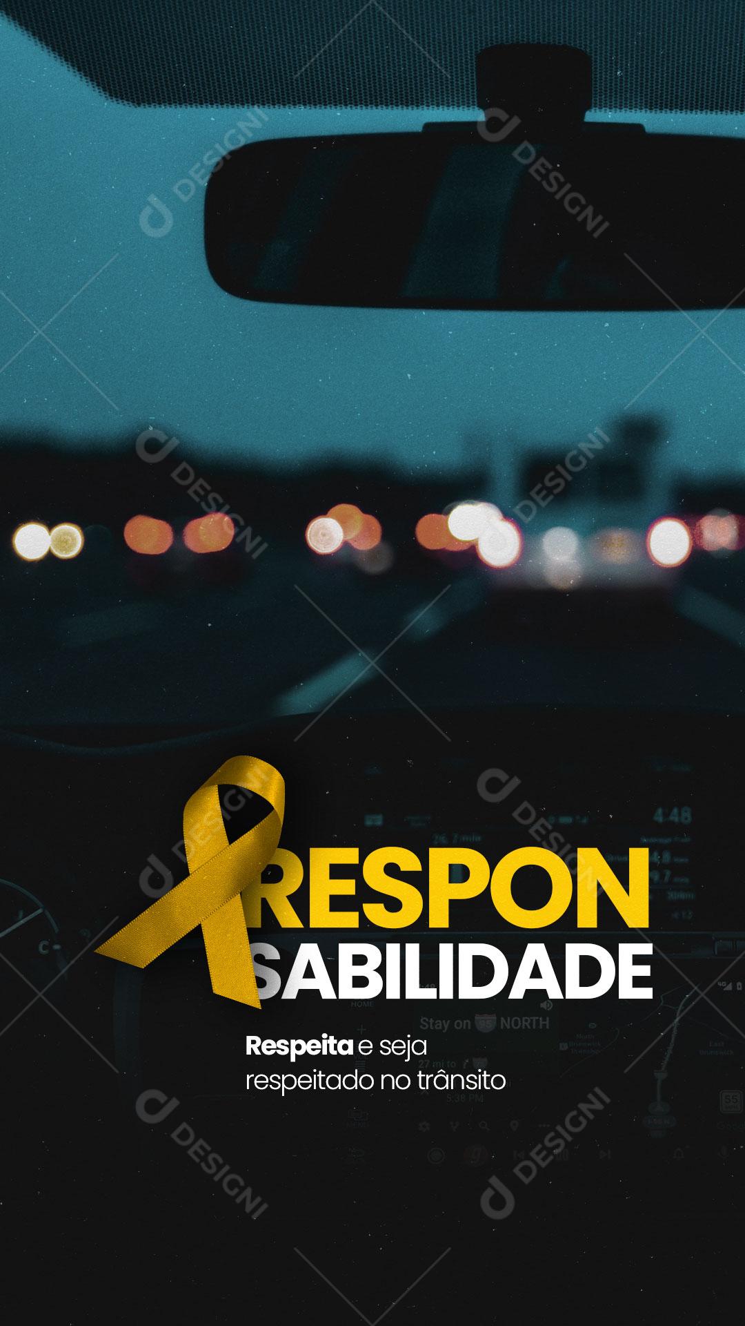 Social Media Story Maio Amarelo No Trânsito Compartilhe Respeito PSD Editável