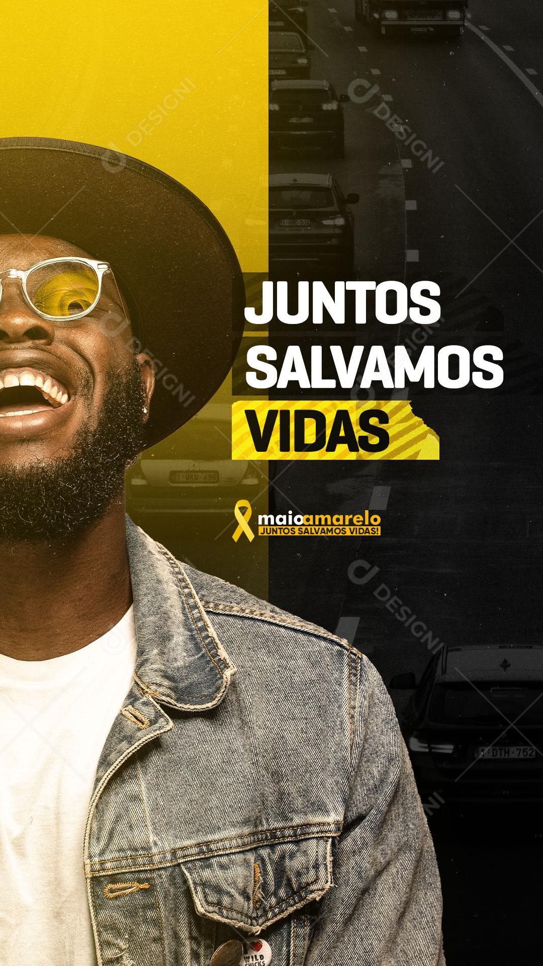 Story Maio Amarelo Juntos Salvamos Vidas Social Media PSD Editável
