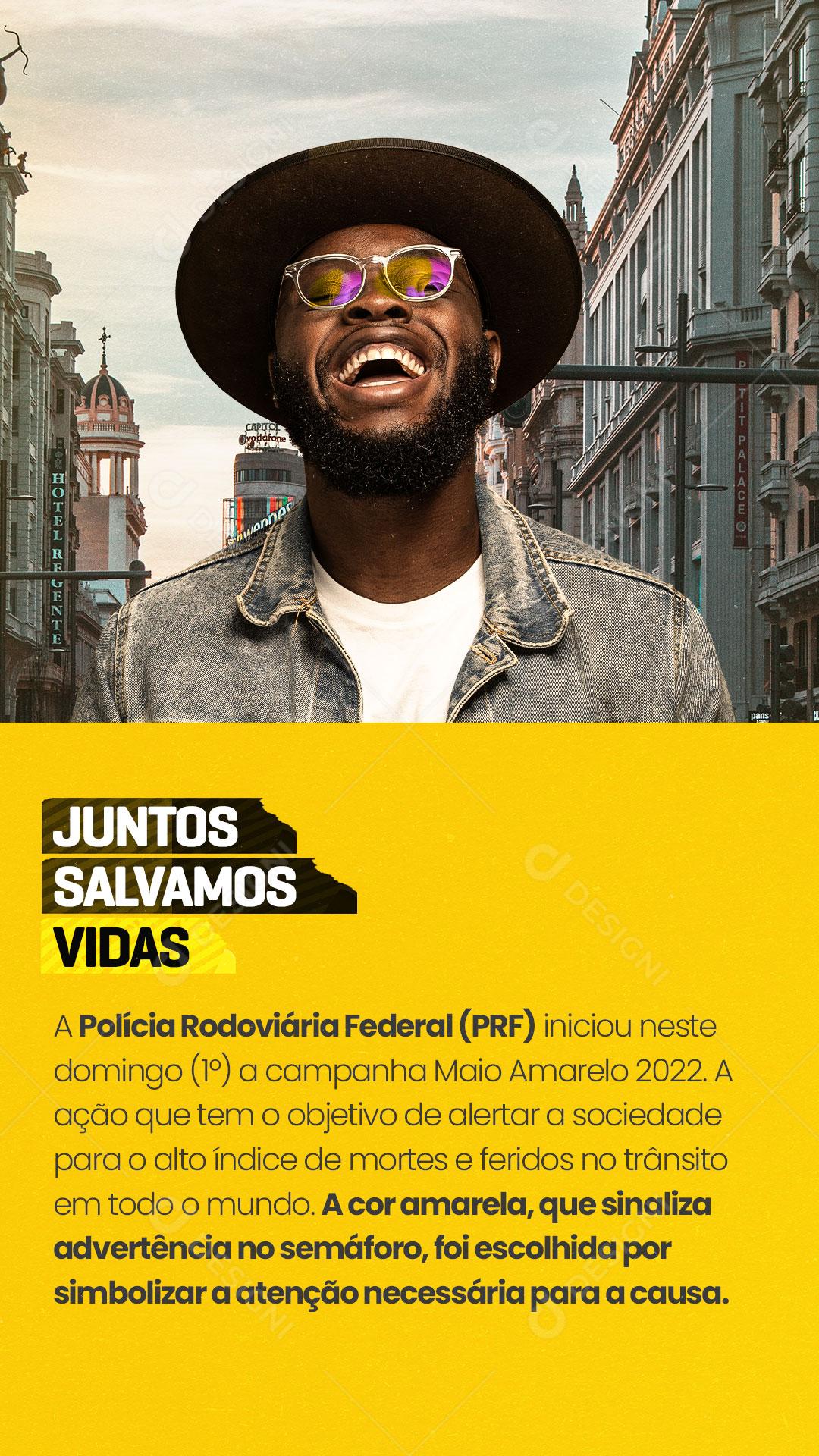 Social Media Story Maio Amarelo Juntos Salvamos Vidas PSD Editável