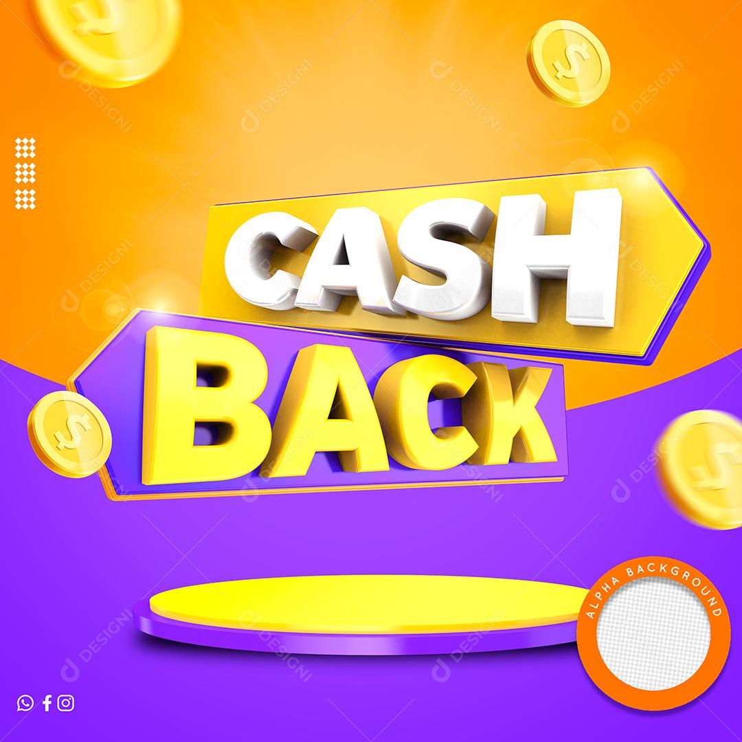 Selo 3D Cash Back Para Composição PSD