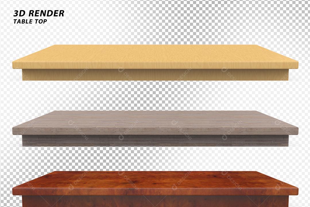 Elemento 3D Tabóas com Textura de Madeira para Composição PSD