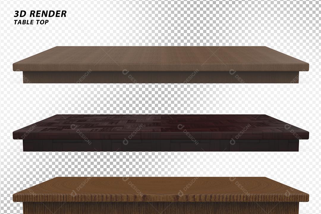 Elemento 3D Tabóas com Textura de Madeira para Composição PSD