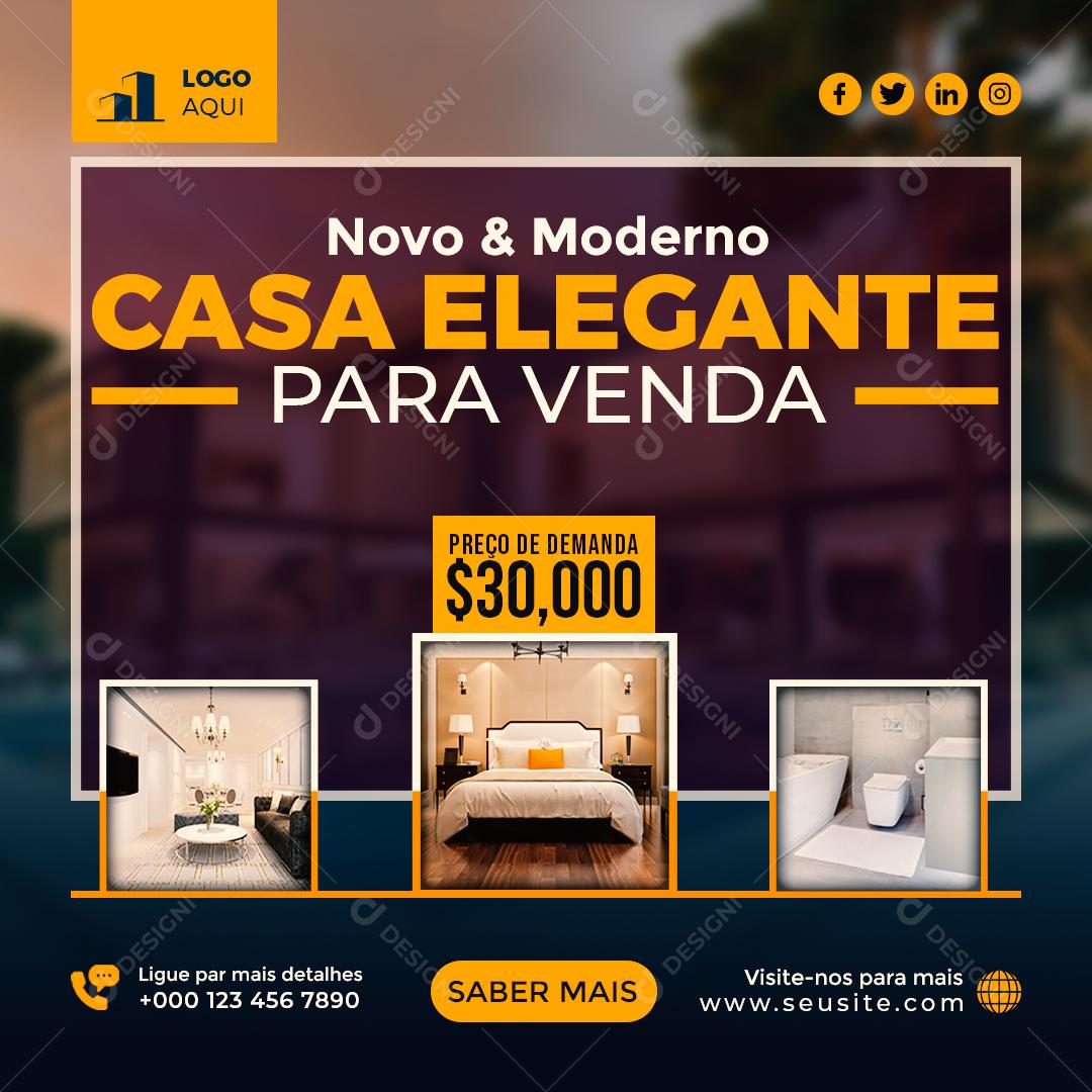 Social Media Imobiliária Casa Alegante Para Venda PSD Editável