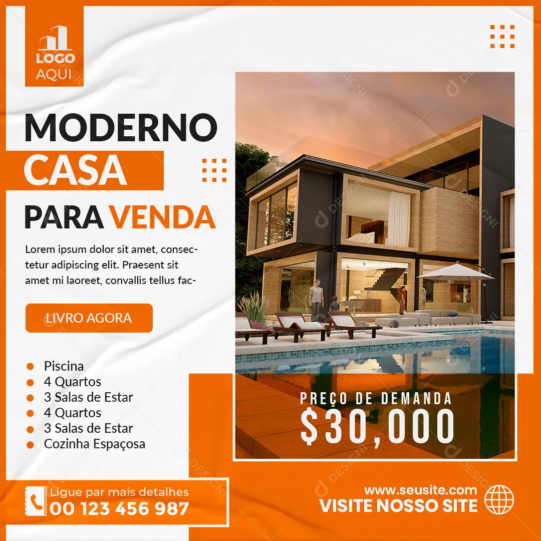 Social Media Imobiliária Casa Para Venda PSD Editável