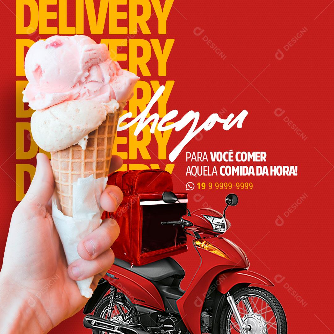 Social Media Delivery Chegou Para você comer aquela Comida da Hora PSD Editável