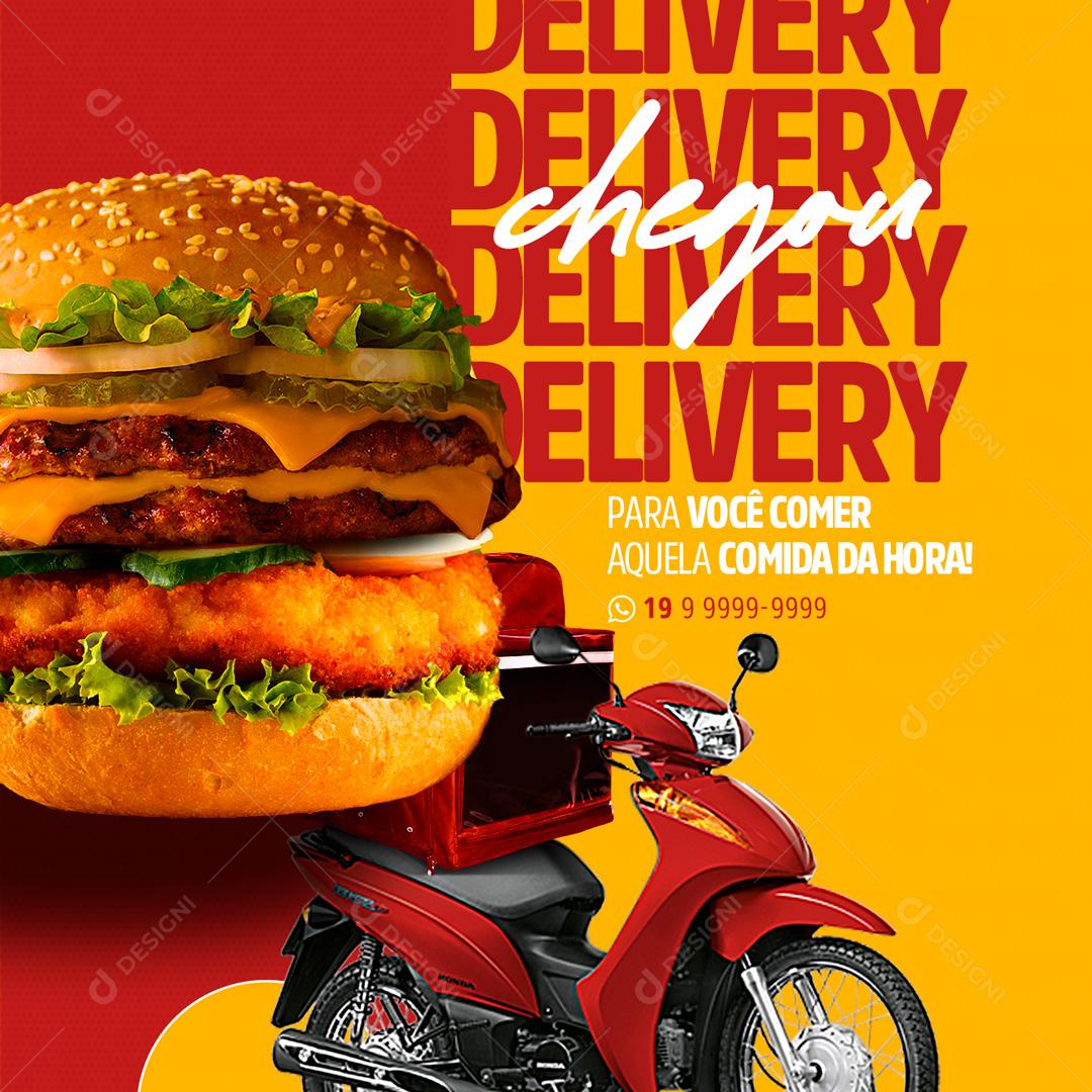 Social Media Para você comer aquela Comida da Hora Delivery Chegou PSD Editável
