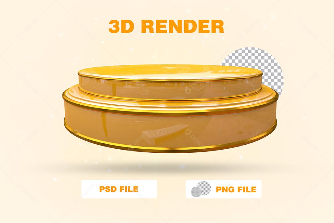 Podium Dourado Elemento 3D Para Composição PSD