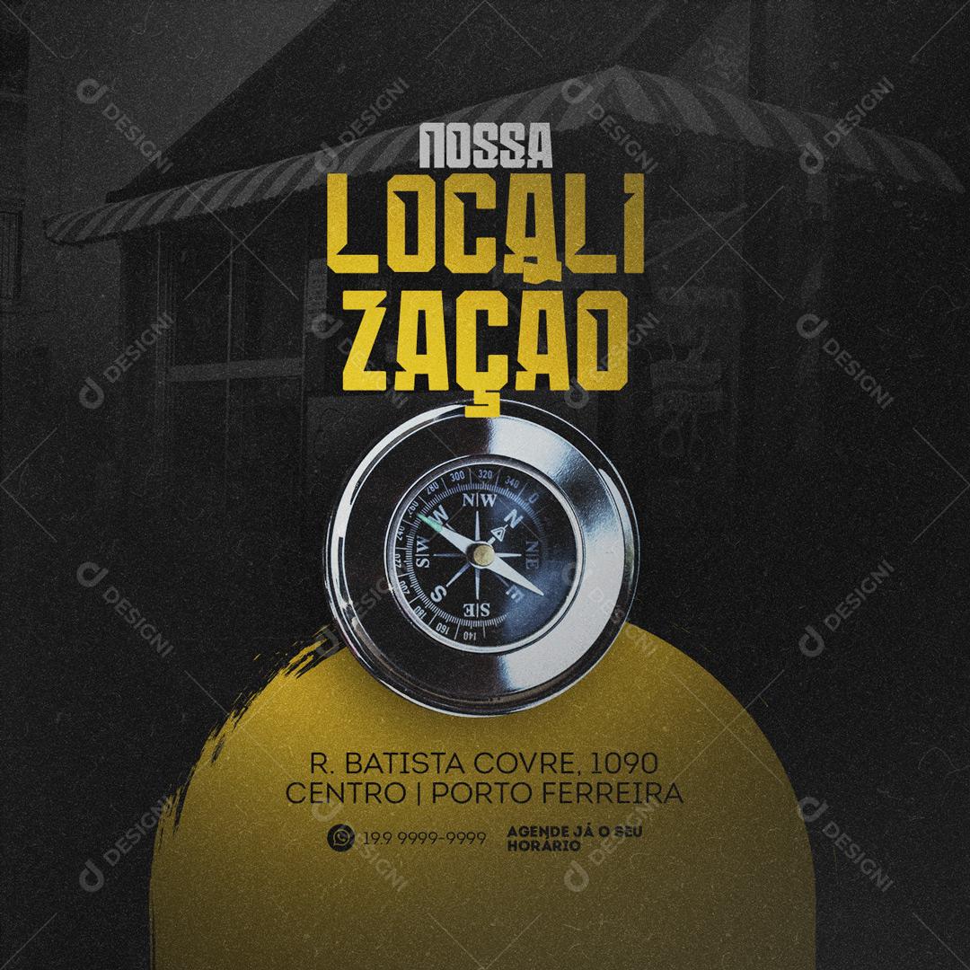 Social Media Nossa Localização Barbearia PSD Editável