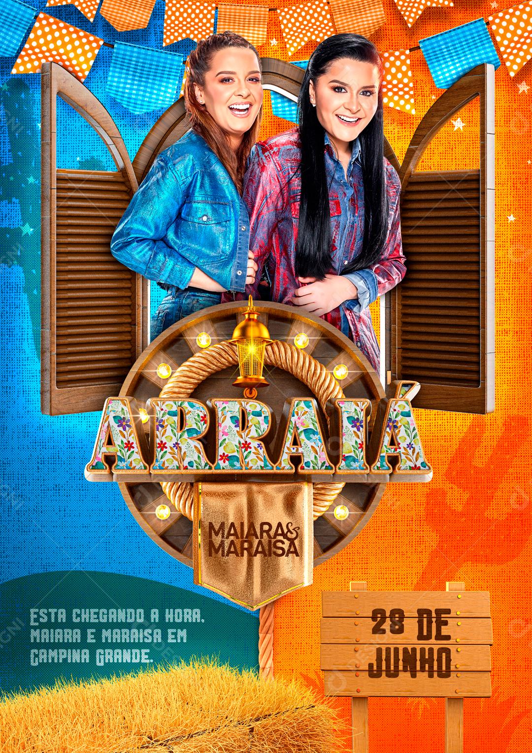 Flyer Arraiá Maira E Maraisa Shows Social Media PSD Editável