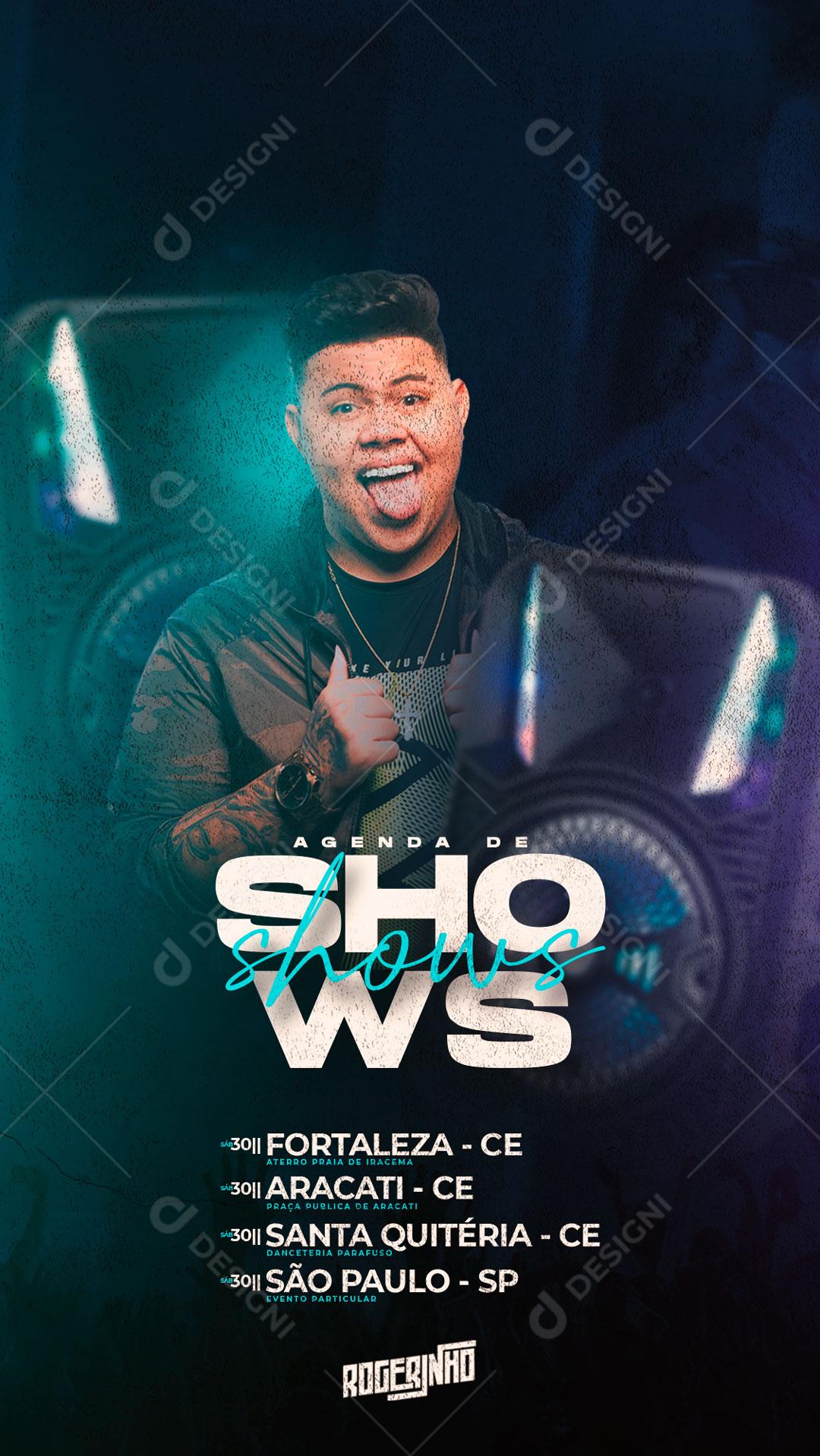 Flyer Story Show Evento Cantor Rogerinho Social Media PSD Editável