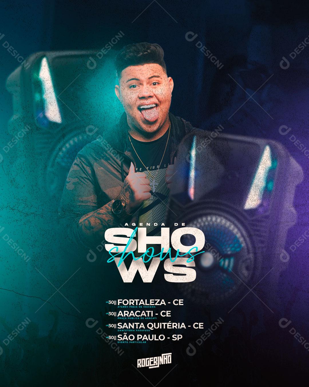 Flyer Show Evento Cantor Rogerinho Social Media PSD Editável