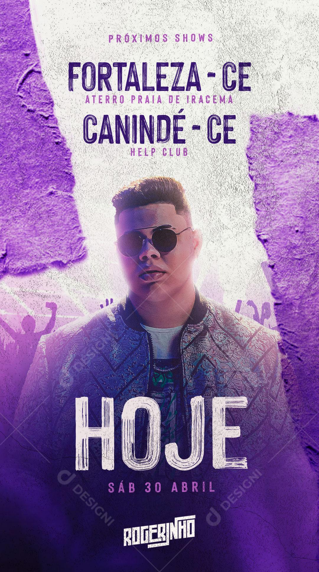 Flyer Story Show Evento Cantor Rogerinho Social Media PSD Editável